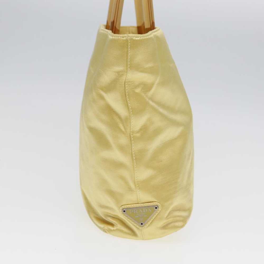 Prada PRADA Hand Bag Satin Yellow Silver Auth 856… - image 4