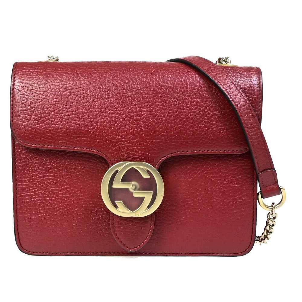 Gucci Interlocking Burgundy Leather Handbag (Pre-… - image 1