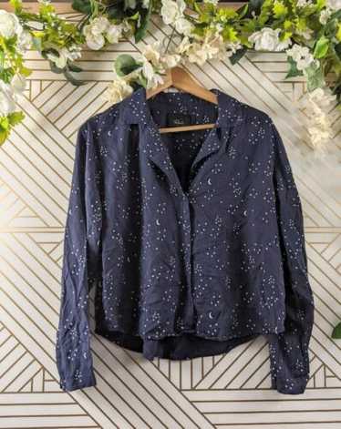 Rails Navy Galaxy Star Print Button Front Cropped… - image 1