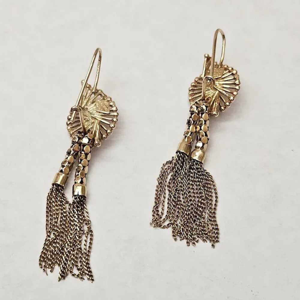 18K Pierced Dangle Earrings - image 5