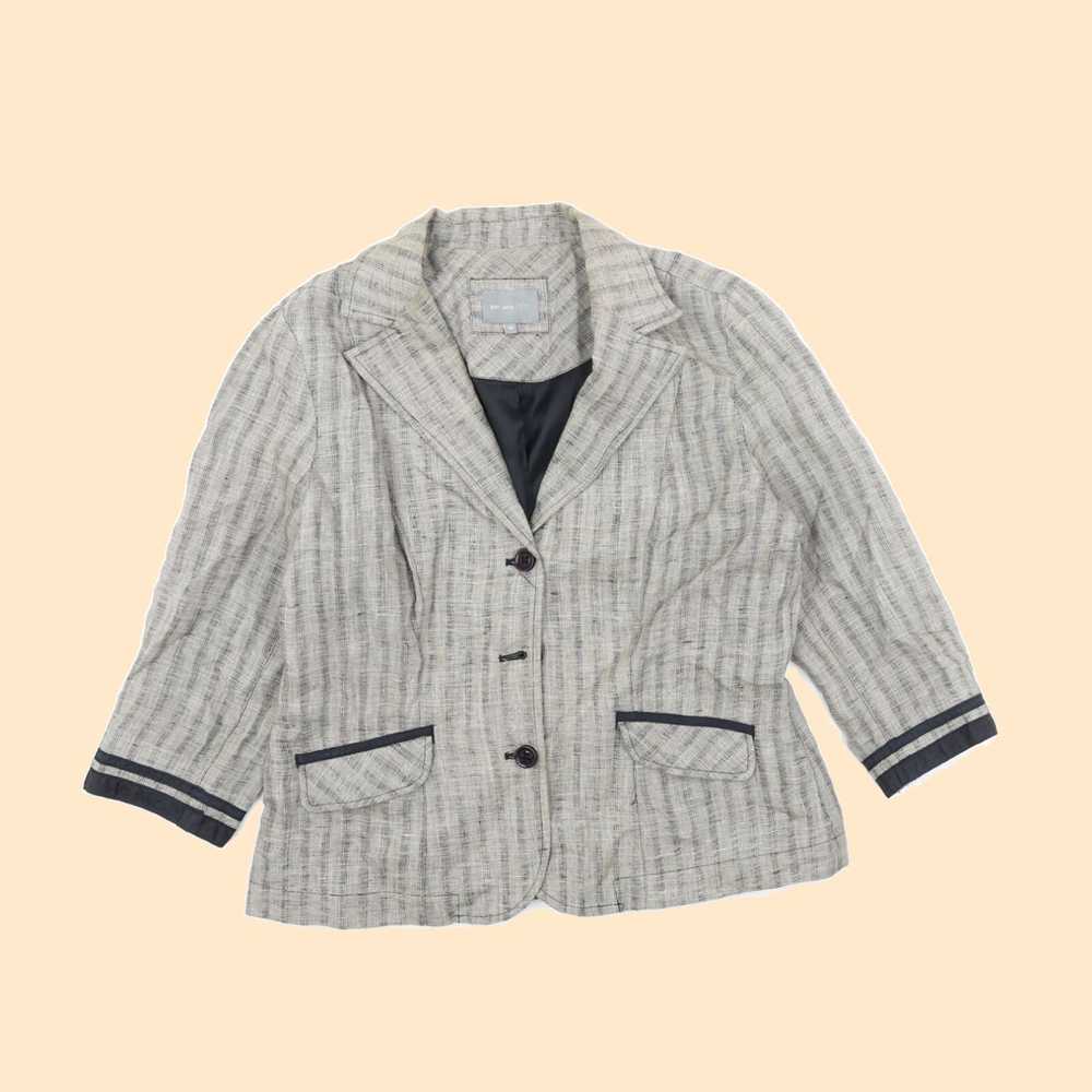 Vintage Stylish Beige Striped Women's Jacket Blaz… - image 1