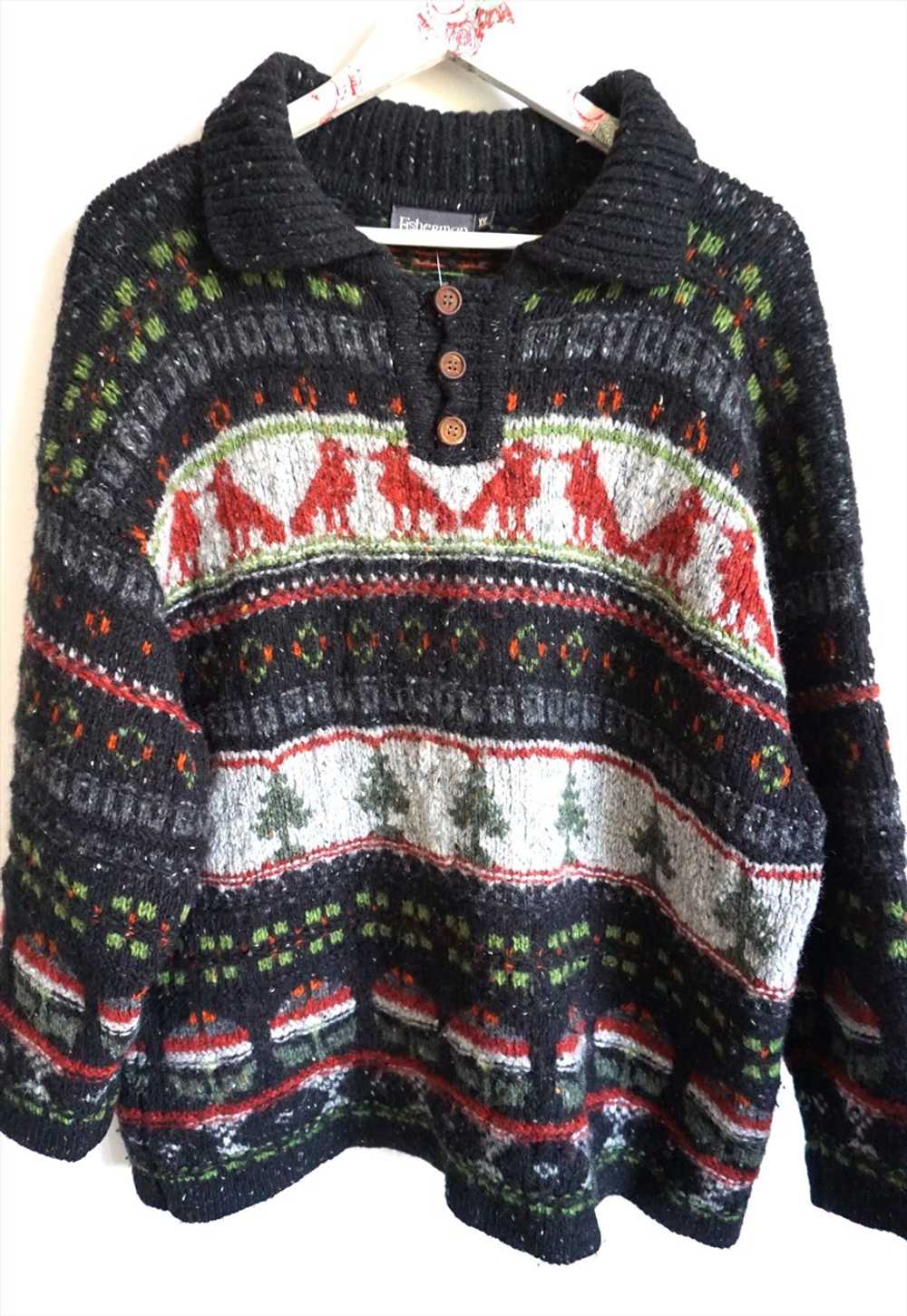 Vintage Norwegian Sweater Jumper Cardigan Wool Pu… - image 1