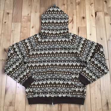 Bape BAPE Diamond pattern full zip hoodie brown