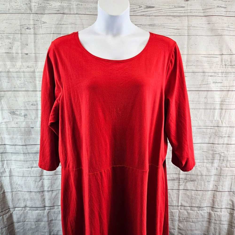 Old Navy Old Navy Womens Dress Sz 4X Solid Red 3/… - image 2