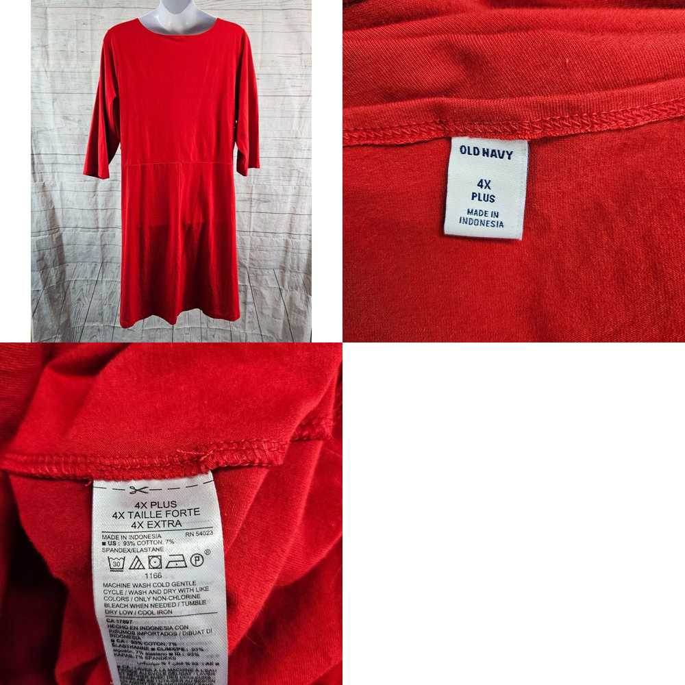 Old Navy Old Navy Womens Dress Sz 4X Solid Red 3/… - image 4