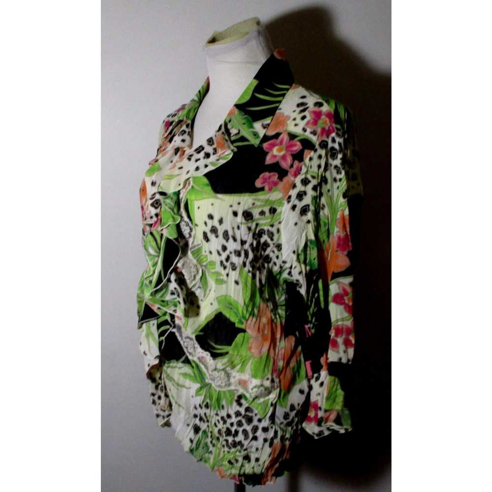 Vintage Women's MILANO Pea Crinkly Ruffled Blouse… - image 2