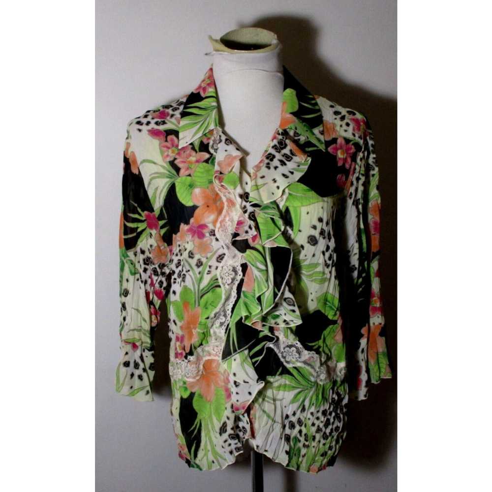 Vintage Women's MILANO Pea Crinkly Ruffled Blouse… - image 3