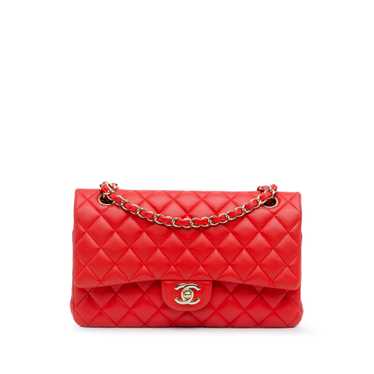 Red Chanel Medium Classic Lambskin Double Flap Sh… - image 1