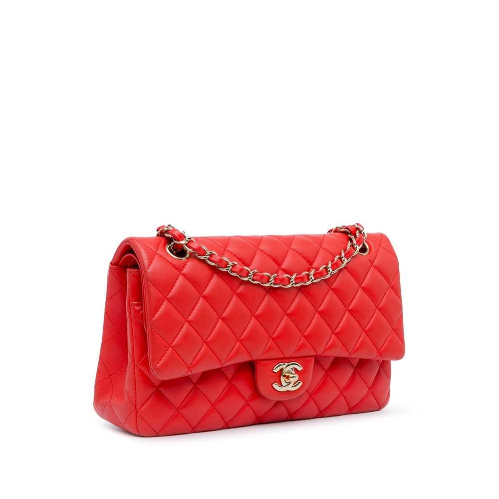 Red Chanel Medium Classic Lambskin Double Flap Sh… - image 2