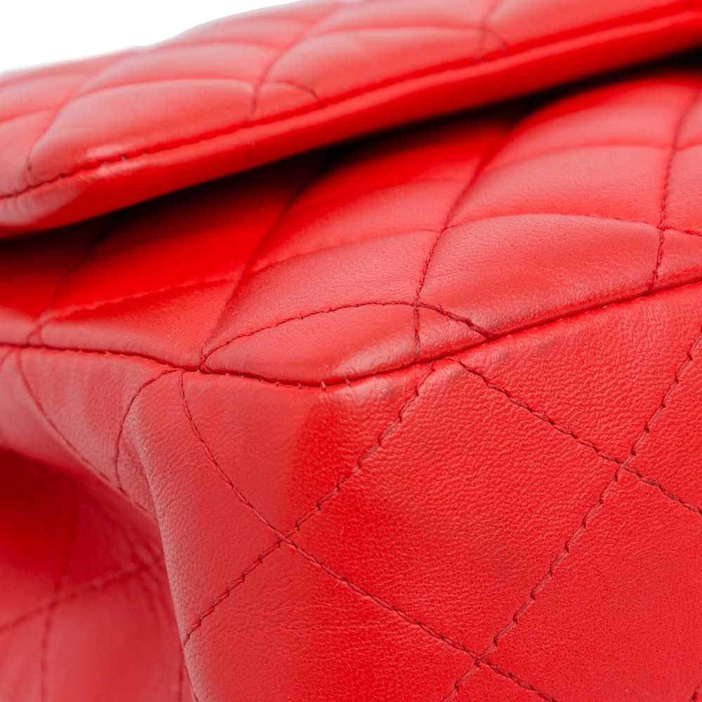 Red Chanel Medium Classic Lambskin Double Flap Sh… - image 9