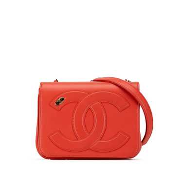 Red Chanel Lambskin CC Mania Flap Crossbody Bag - image 1