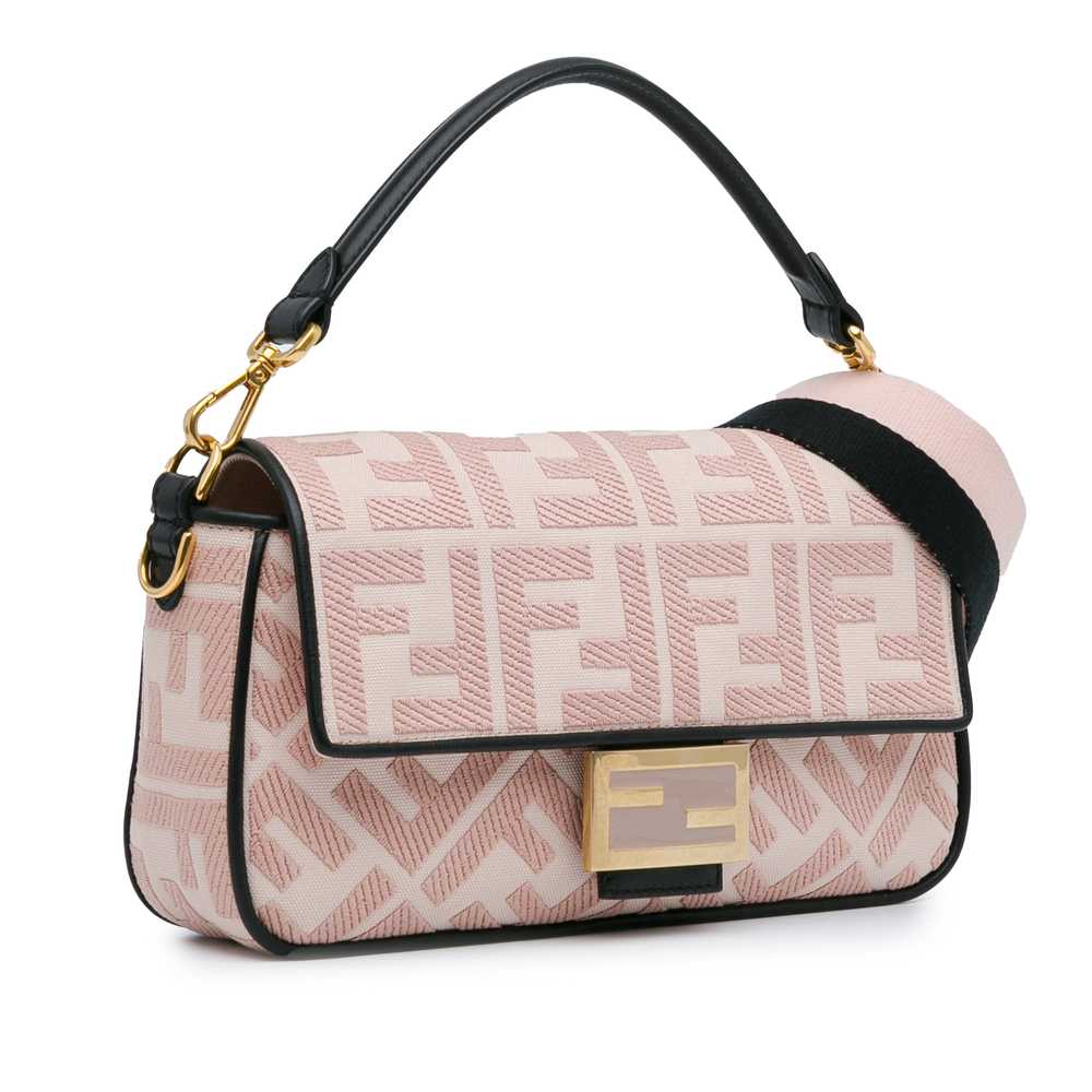 Pink Fendi Zucca Embroidered Baguette Satchel - image 2