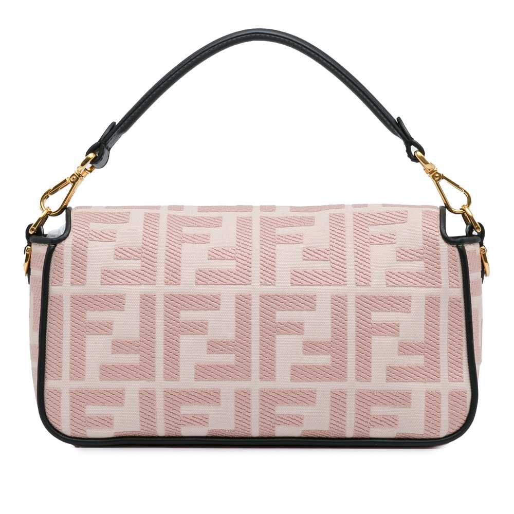 Pink Fendi Zucca Embroidered Baguette Satchel - image 3