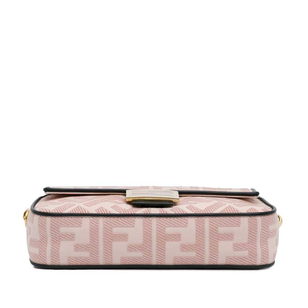 Pink Fendi Zucca Embroidered Baguette Satchel - image 4