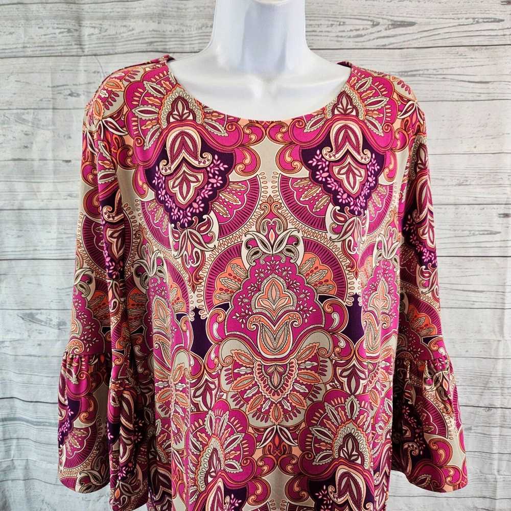 Vintage Chicos Womens Medallion 3/4 Bell Sleeve T… - image 2