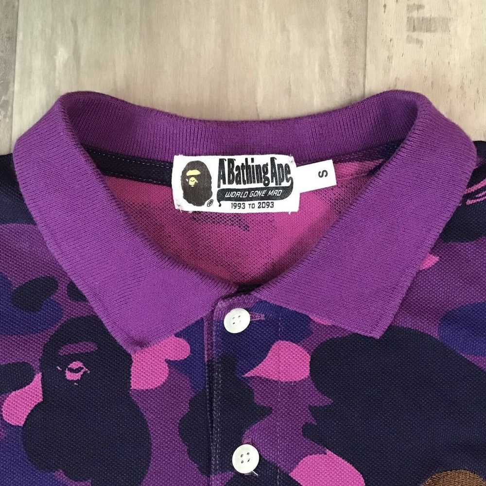 Bape BAPE Purple camo APE HEAD LOGO polo shirt a … - image 3