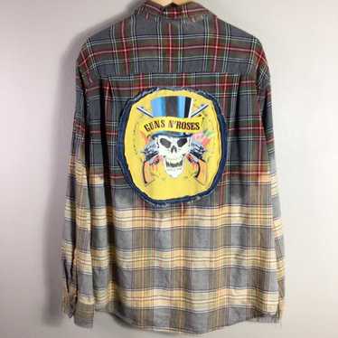 George Upcycled Flannel Guns N Roses ombre bleache