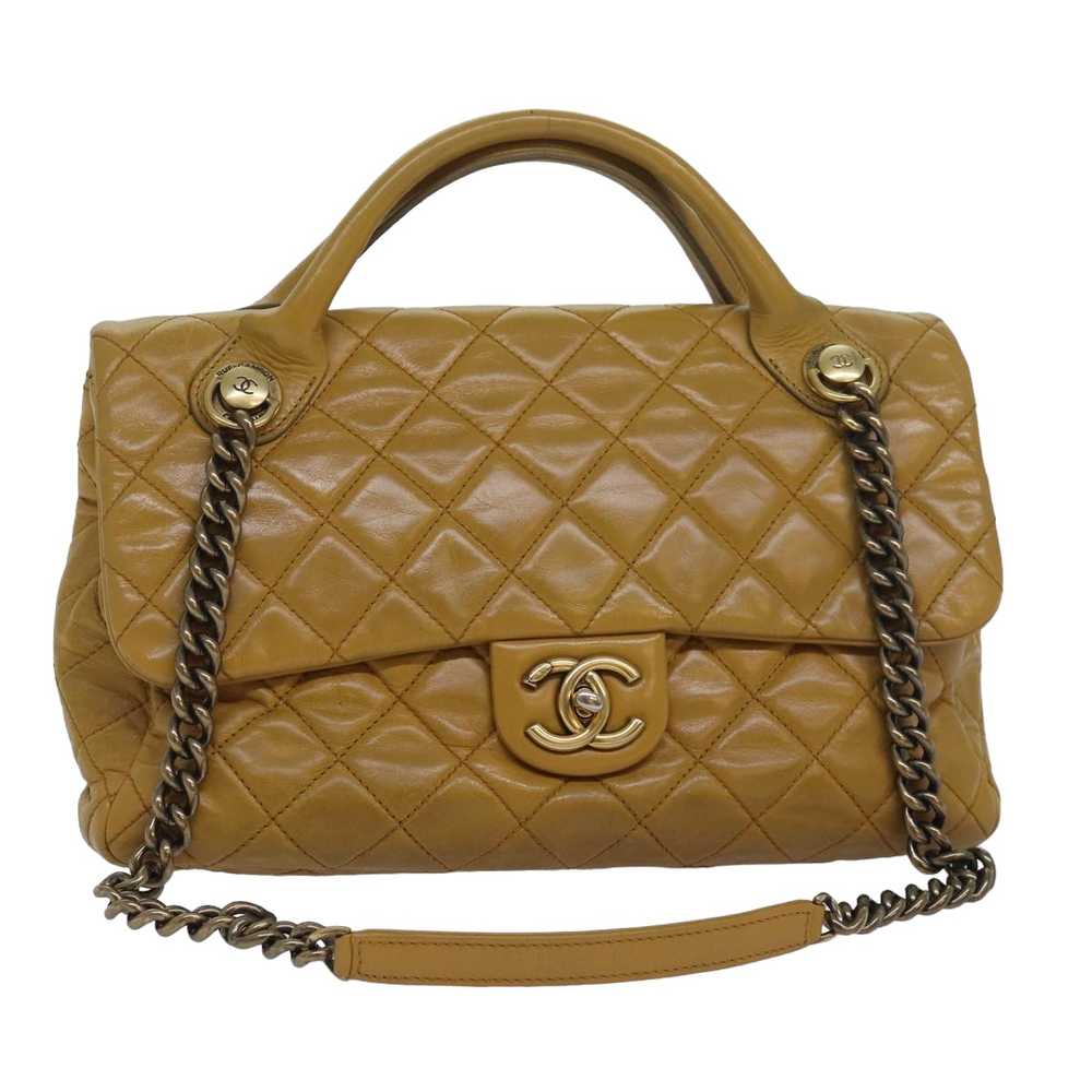 CHANEL Matelasse Turn Lock Chain Shoulder Bag Lea… - image 1