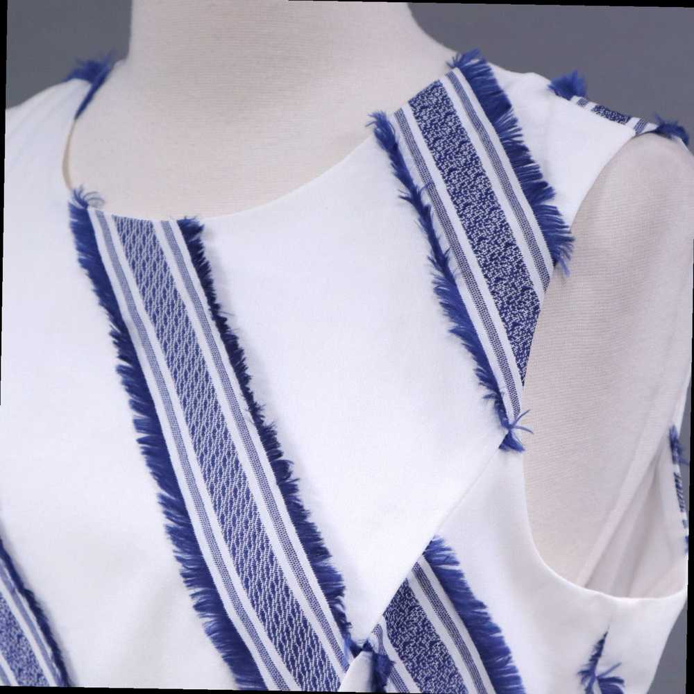 Milly White and Blue Fringe Accented Striped Naut… - image 7