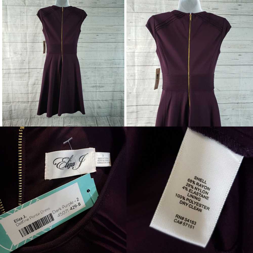 Vintage Eliza J Womens Ponte Knit Dress Sz 2 Purp… - image 4