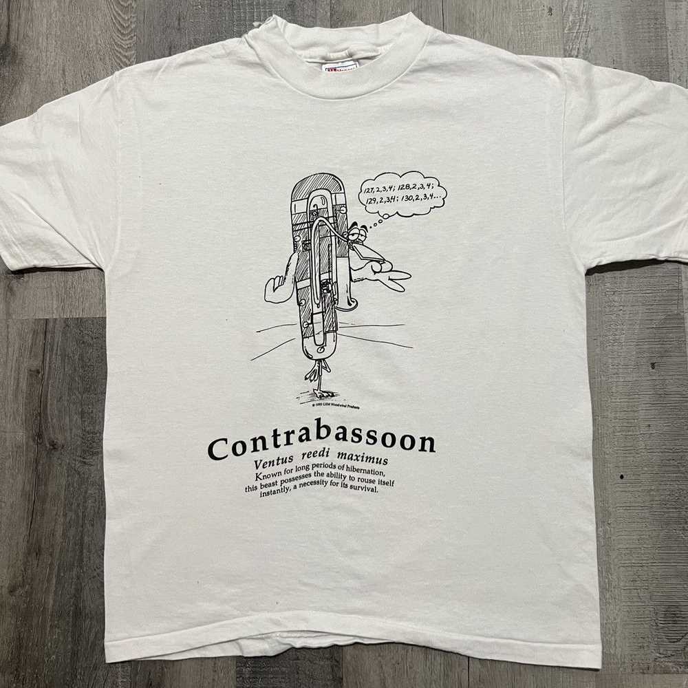 Hanes × Vintage VTG Contrabassoon White Musical I… - image 1