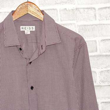 Reiss REISS Men's Button up Shirt Burgundy Mini Ch