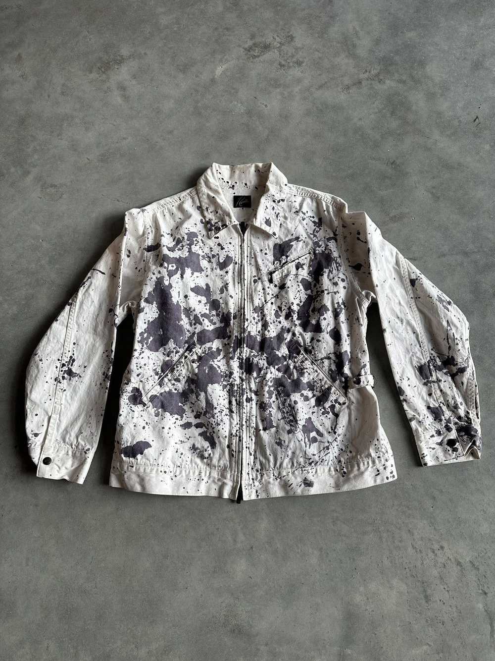 Needles Needles Paint Splatter Jacket White Purple - image 1