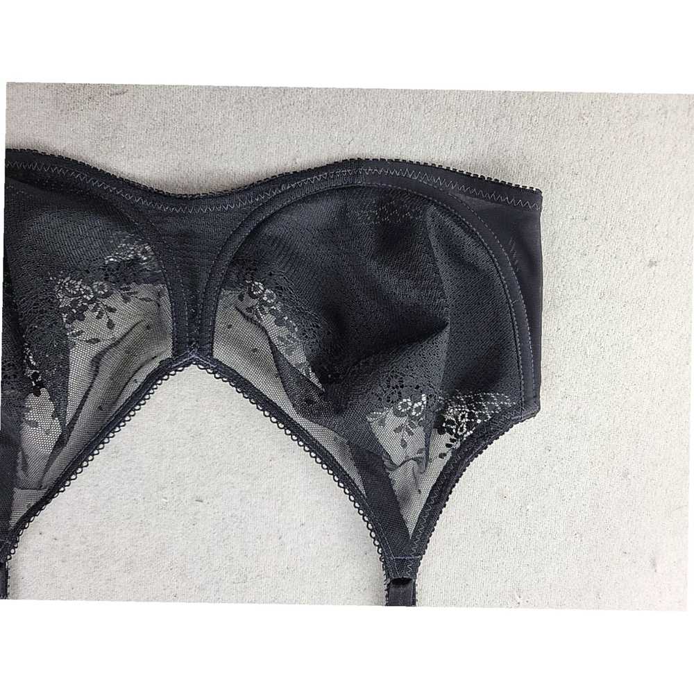 Vintage Black Floral Lace Unlined Sheer Underwire… - image 2