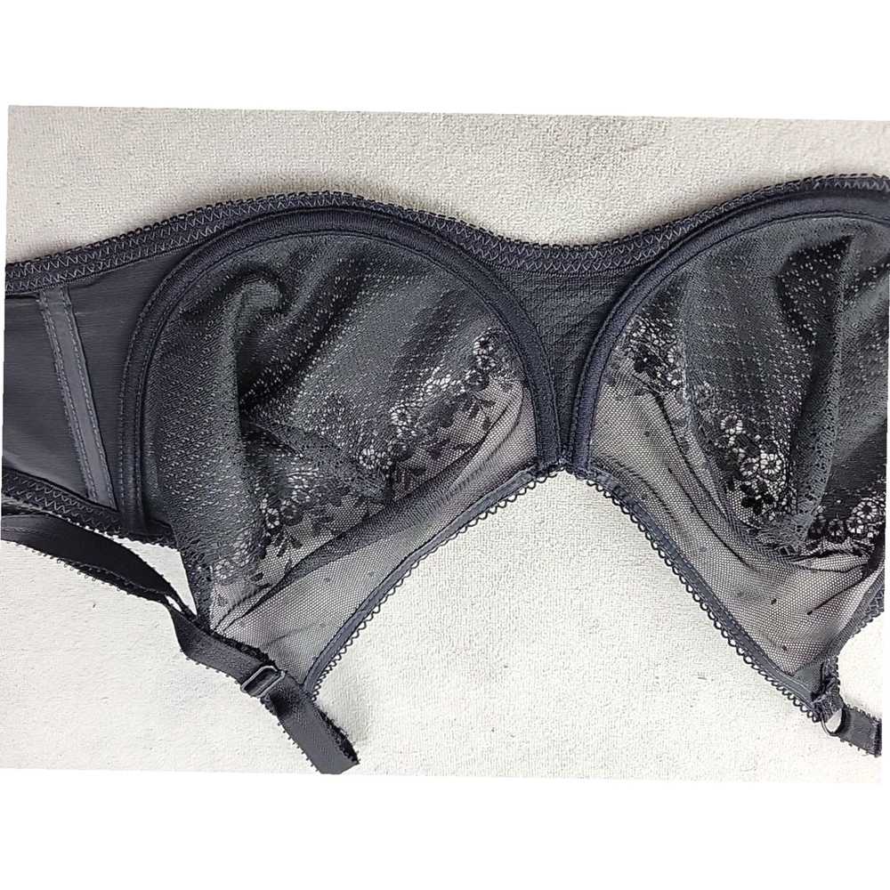 Vintage Black Floral Lace Unlined Sheer Underwire… - image 7