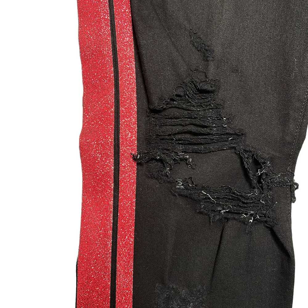 Amiri Amiri Red Glitter Track Jeans Black - image 3