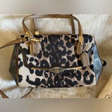 【希少】COACH Python Leather Handbag Leopard 2010 Coach Leopard Print Madison Bag Review | TikTok