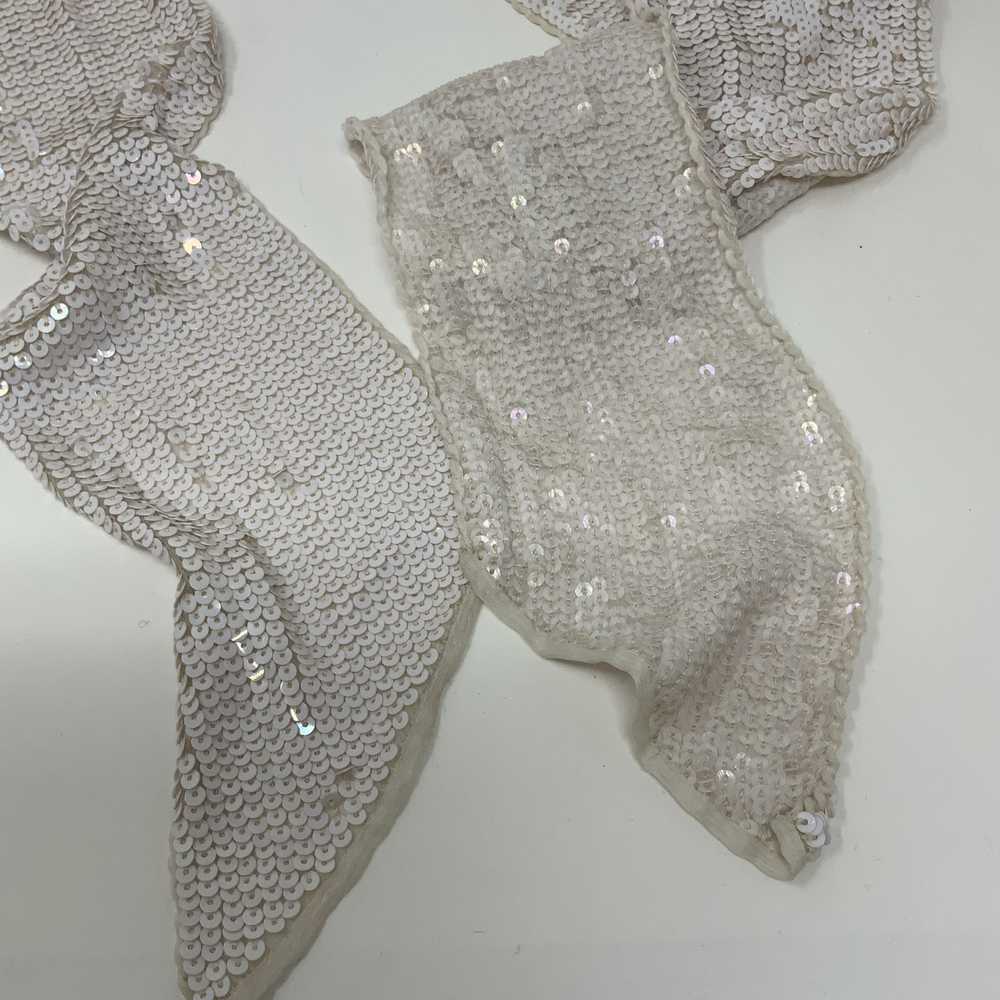 Bajra Bajra Silk Chiffon White Sequin Glitter Spa… - image 3