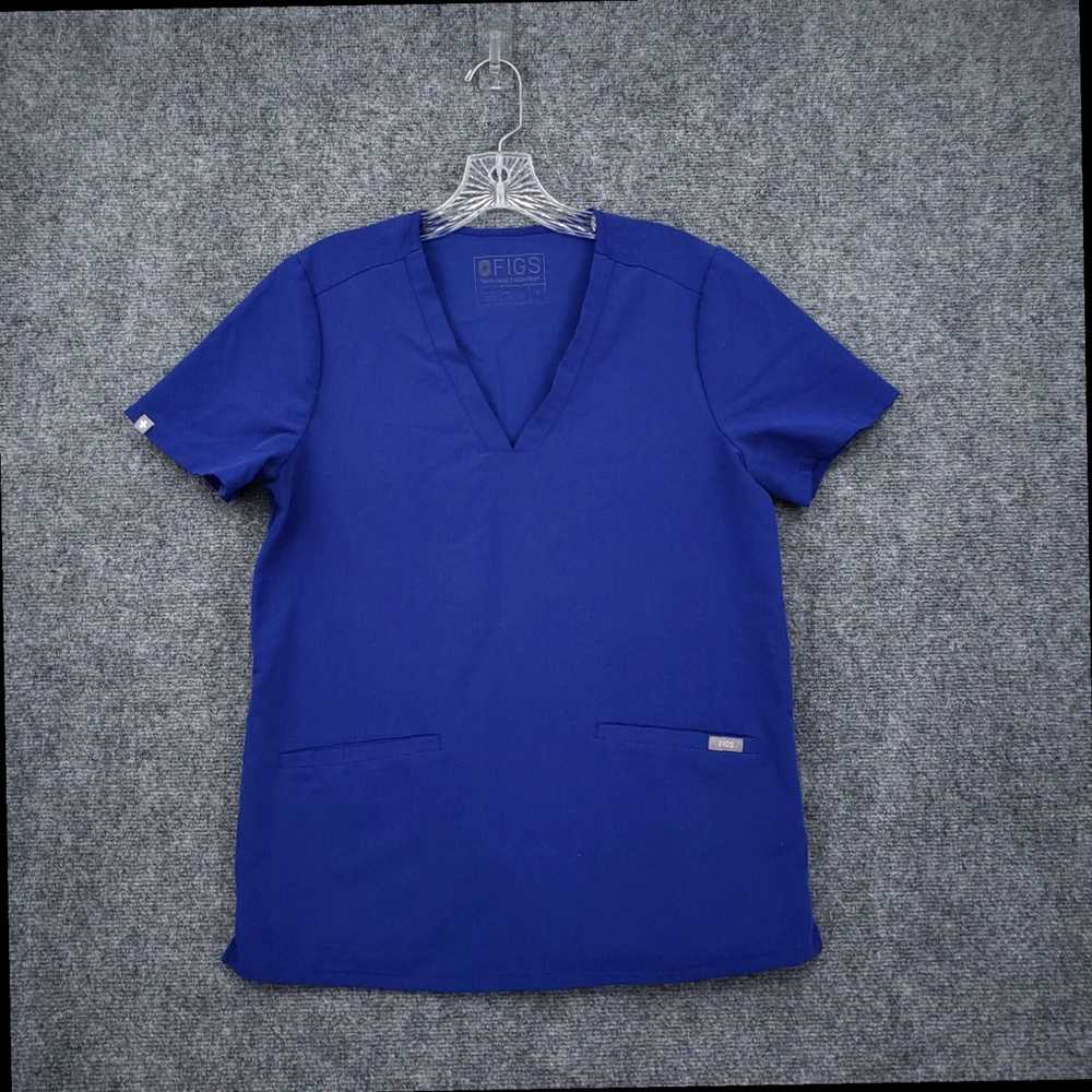 Vintage Small Blue V Neck Scrub Top for Women Nur… - image 1