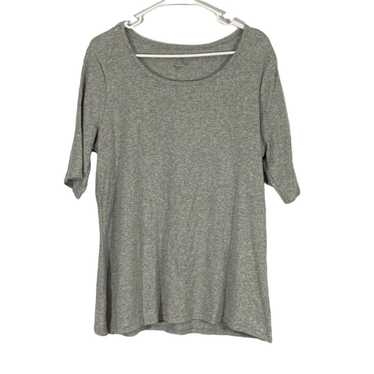 Vintage Womens Gray Short Sleeves Round Neck Pullo