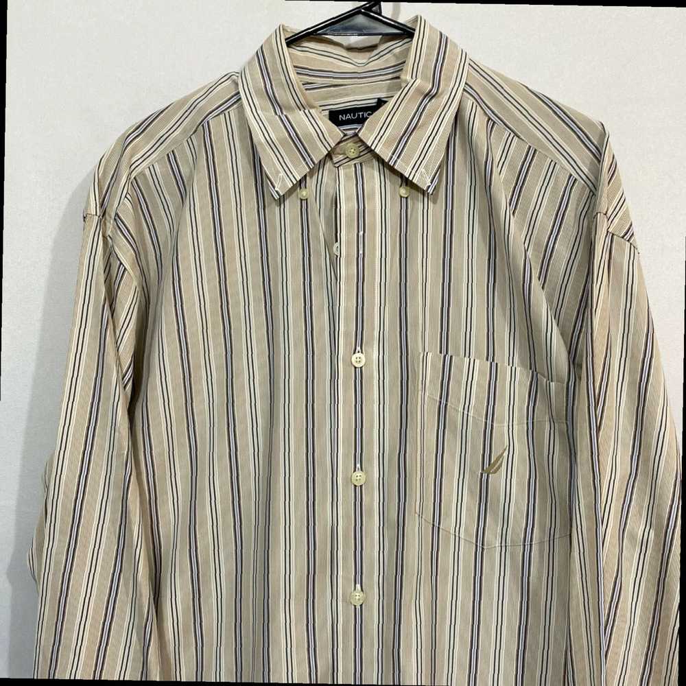 Nautica Ivory Striped Sanded Poplin Fabric Mens L… - image 3