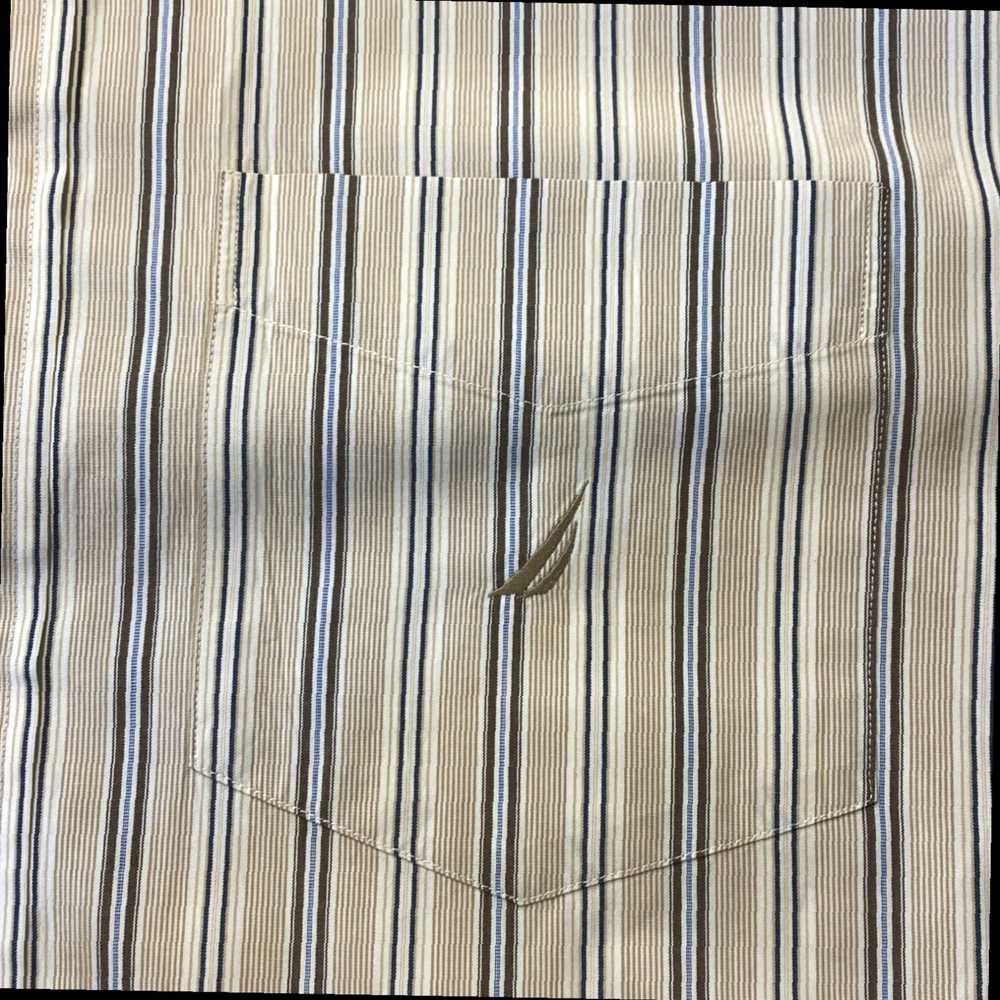 Nautica Ivory Striped Sanded Poplin Fabric Mens L… - image 4