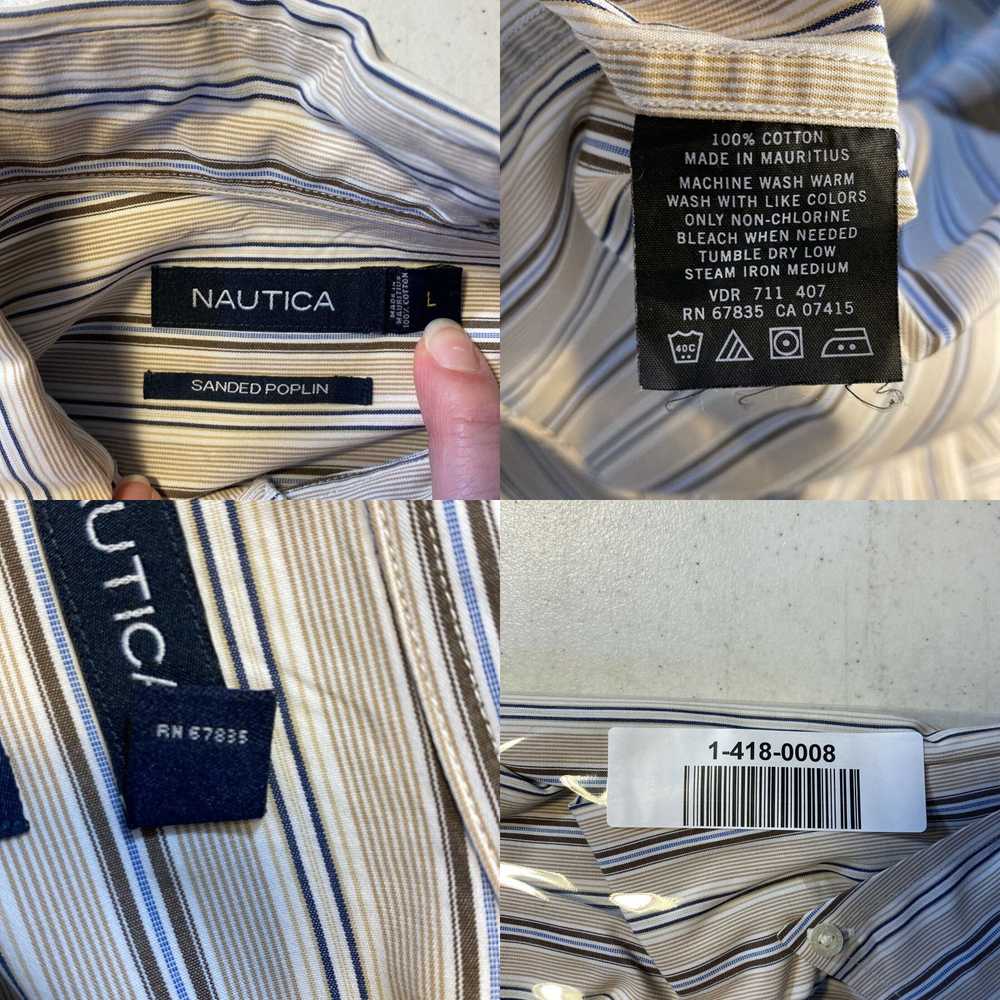 Nautica Ivory Striped Sanded Poplin Fabric Mens L… - image 8