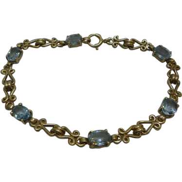 Lovely Solid 14kt Estate 1950's Linked Natural Aqu