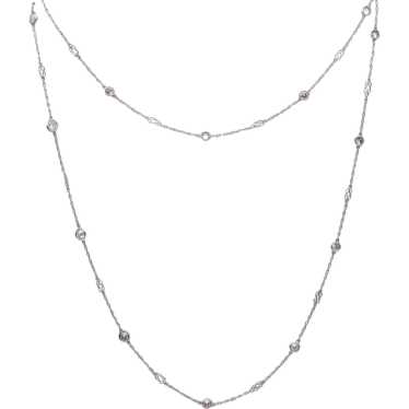 STATIONS CHAIN 1930 Art Deco Long Necklace In Pla… - image 1