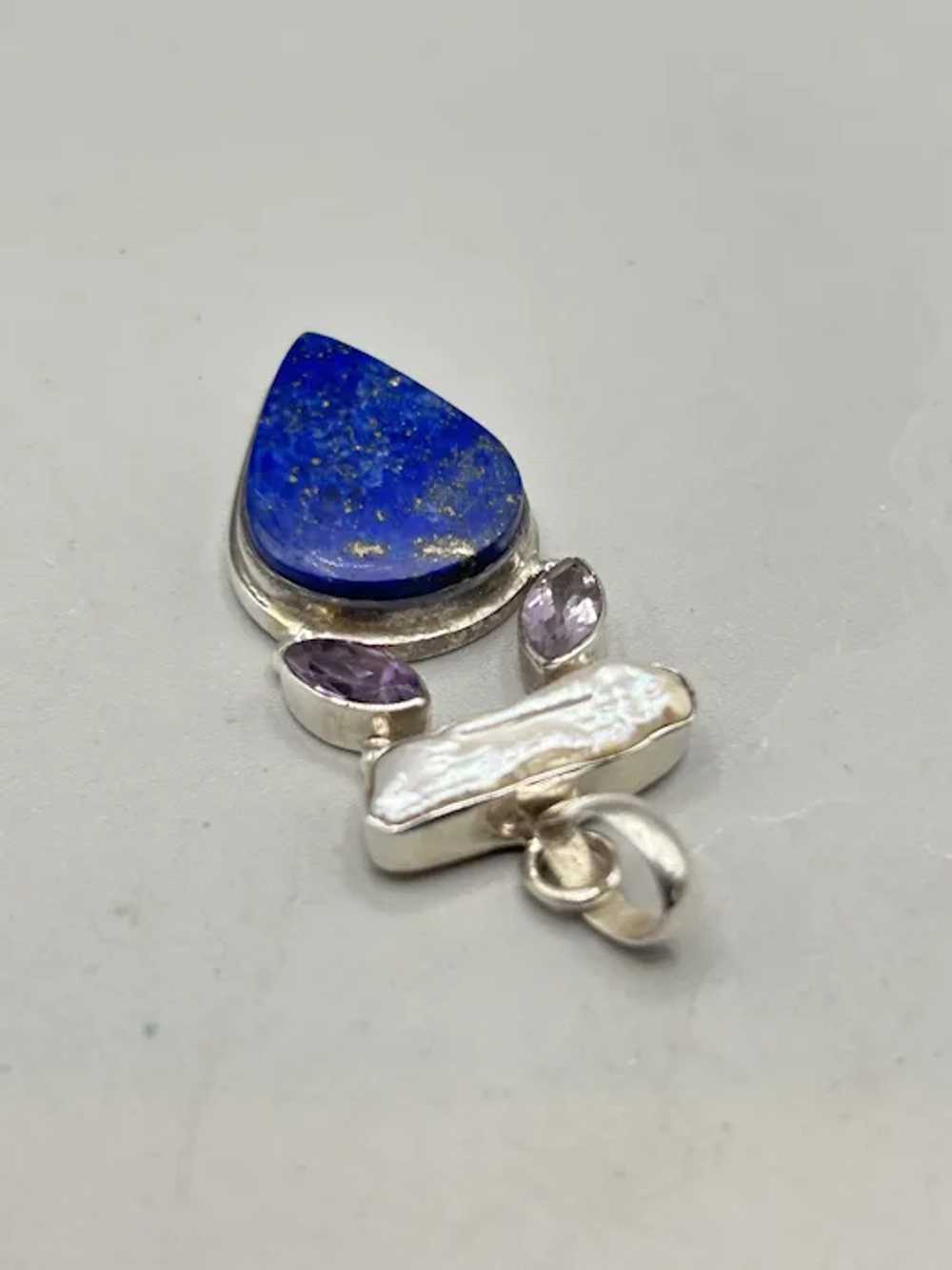 Teardrop Gemstone Pendant Lapis Lazuli Amethyst &… - image 4