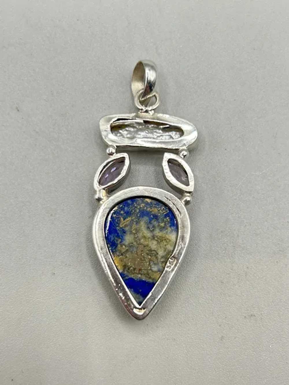 Teardrop Gemstone Pendant Lapis Lazuli Amethyst &… - image 5