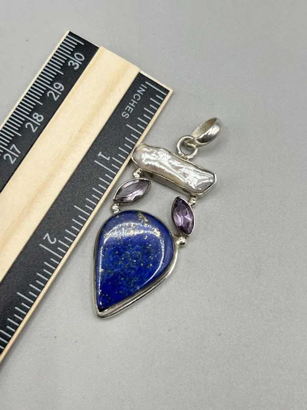 Teardrop Gemstone Pendant Lapis Lazuli Amethyst &… - image 6