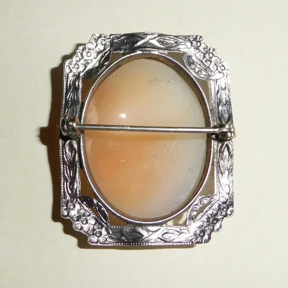 Carnelian Shell Cameo Pin Sterling Frame - image 10