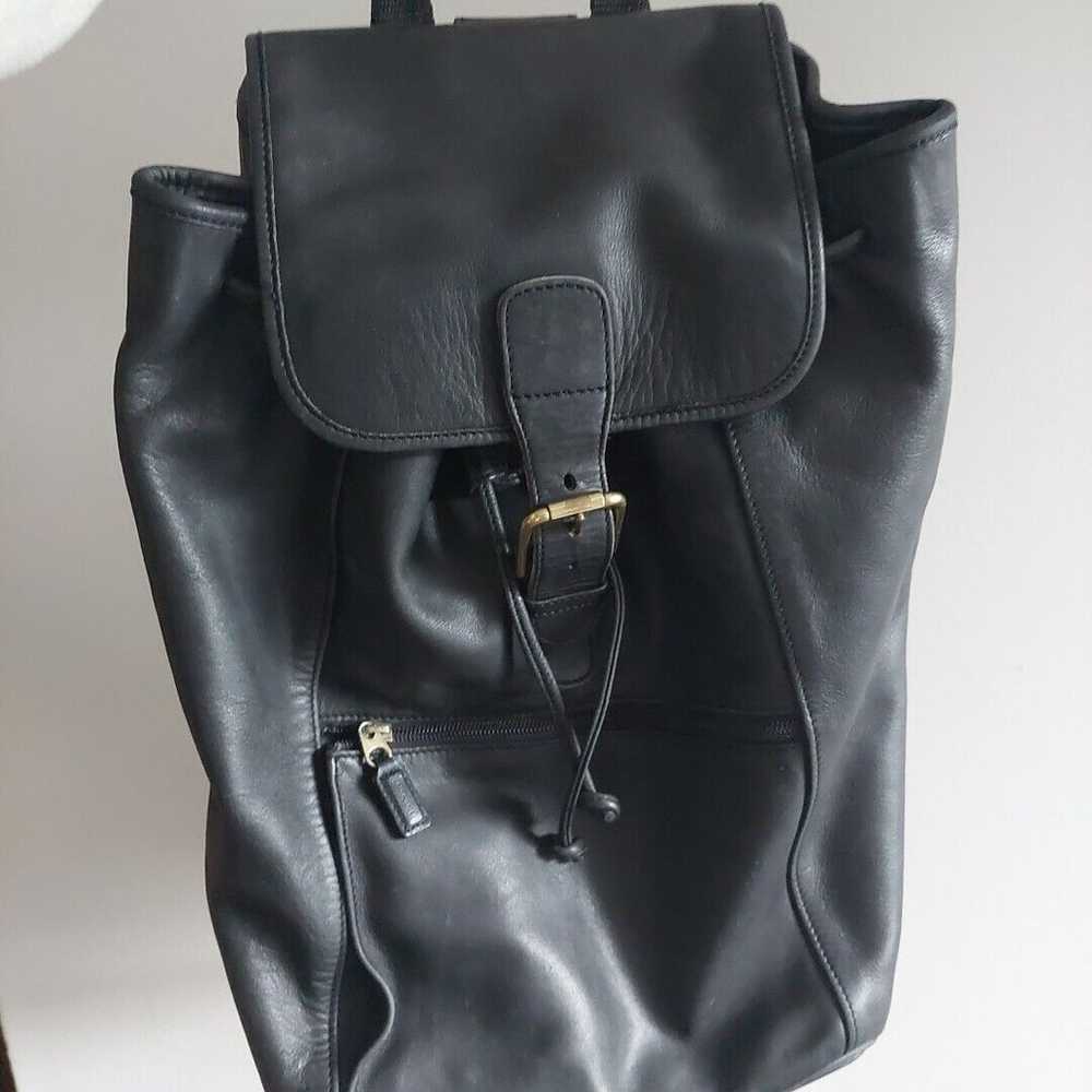 Vintage Coach Black leather large drawstring dayp… - image 1