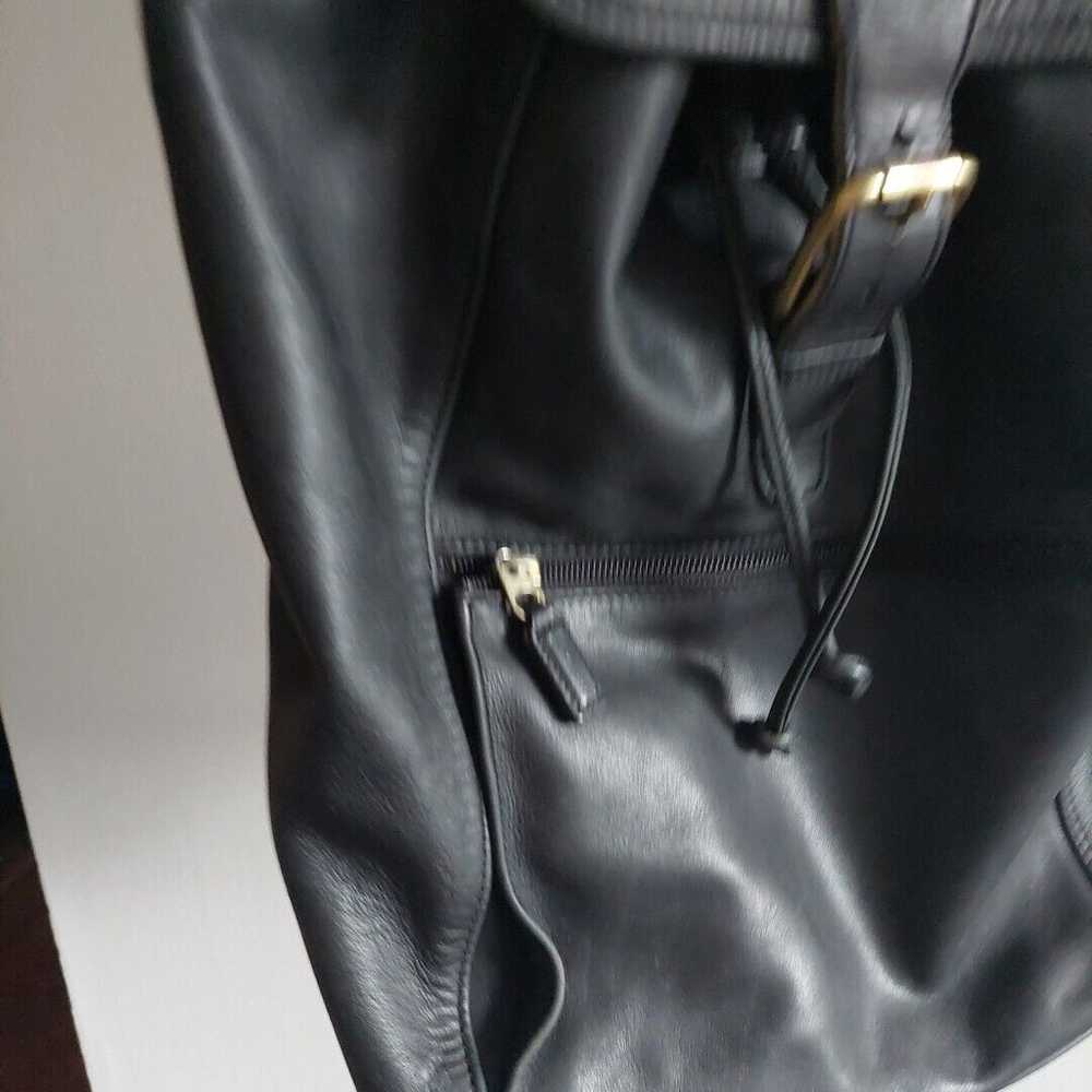 Vintage Coach Black leather large drawstring dayp… - image 3