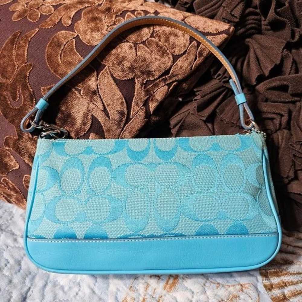 2004 monochrome teal y2k coach demi shoulder bag - image 2