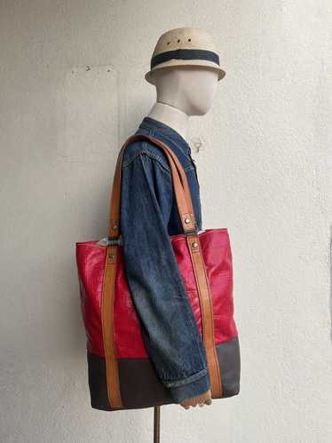 Bag × Japanese Brand × Leather Map Embossed Leath… - image 1