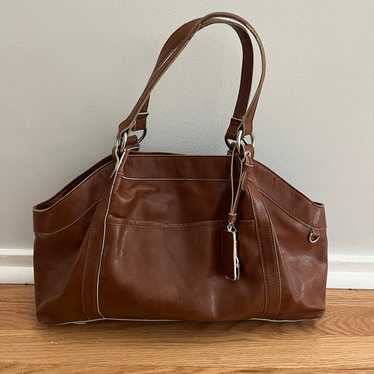 Beautiful Liz Claiborne brown vegan faux leatherha