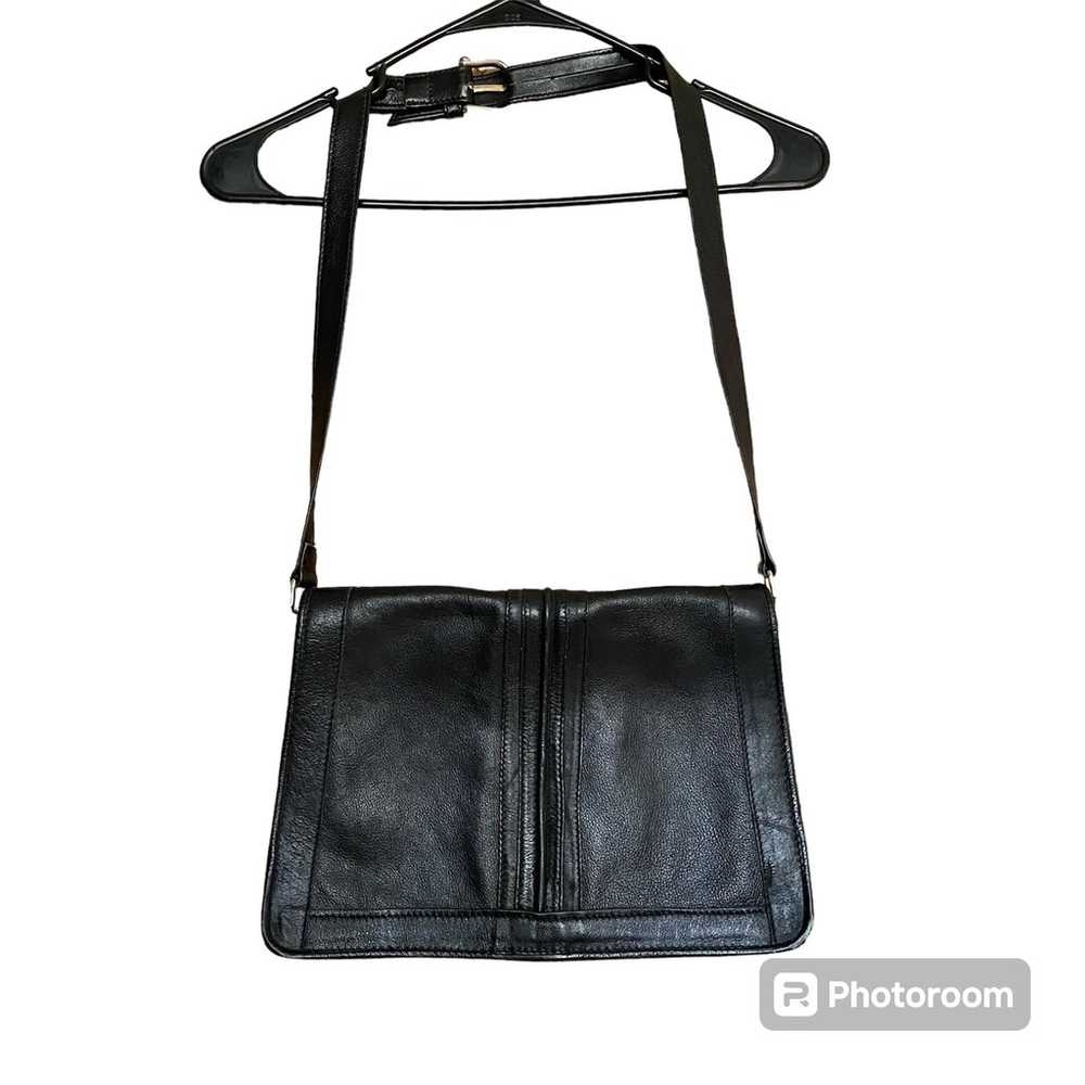 Vintage 1970s black leather purse/handbag - image 1