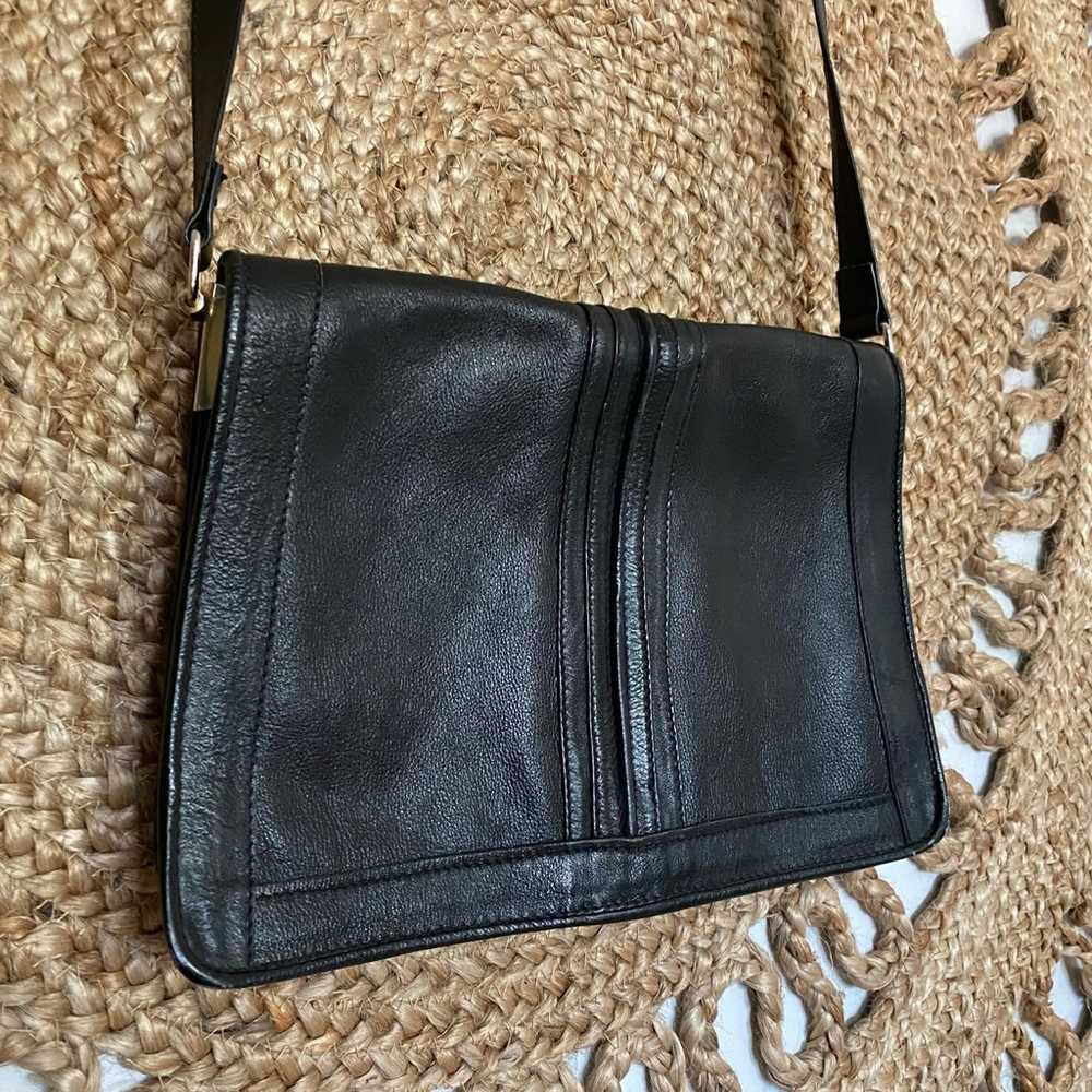 Vintage 1970s black leather purse/handbag - image 2